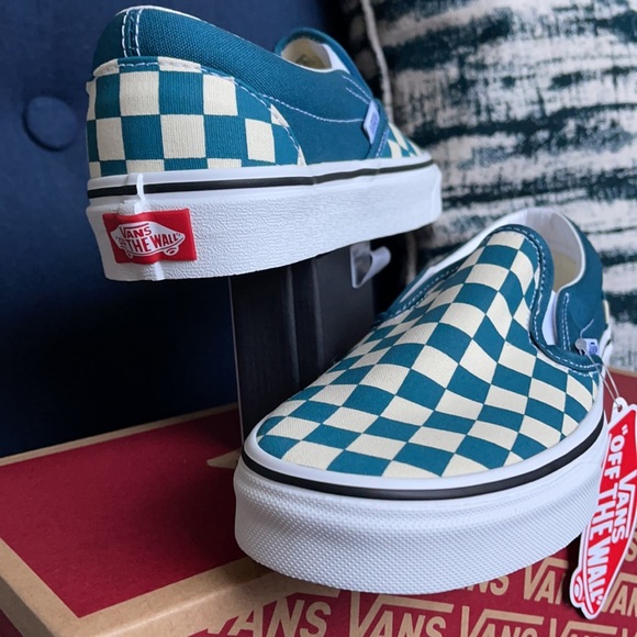 Vans Classic Slip-On Checkerboard Blue Coral/True White WMNS - Picture 10 of 16